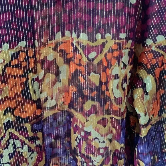 Laura Ashley multicolor and metallic sheer blouse size medium - Picture 7 of 8